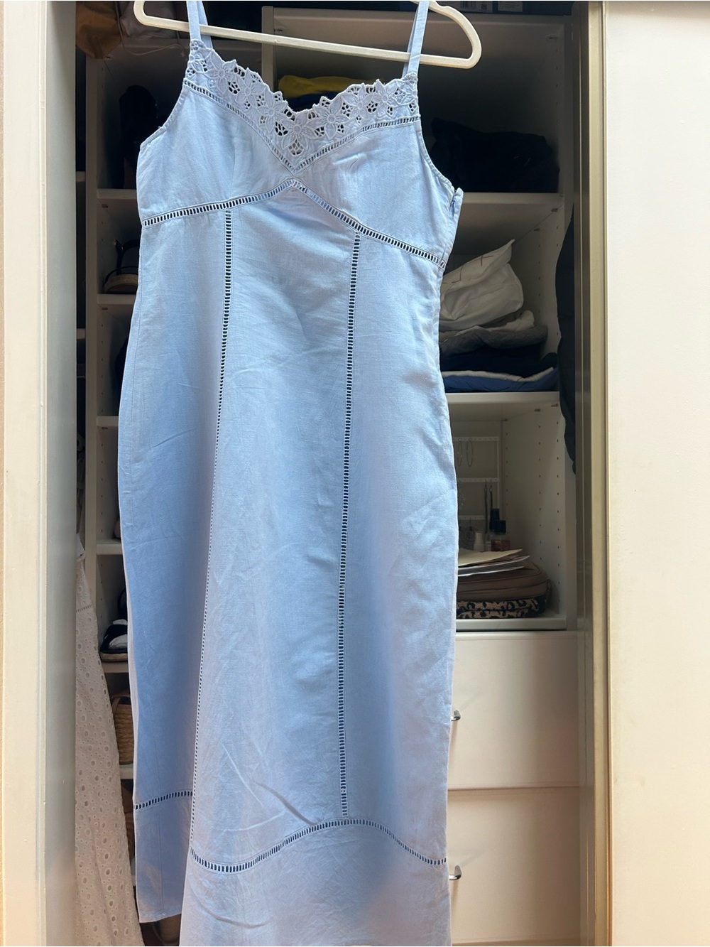Madewell Light Blue Lace-Trim Slip Dress